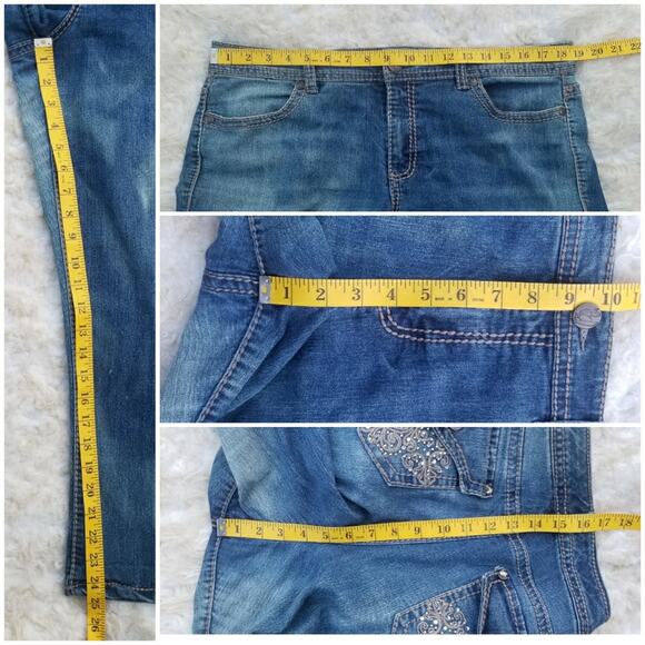 Stretch Denim Capris Nine West Plus Size 14 / 32 Crop Embellished Cropped Jeans - Picture 5 of 9